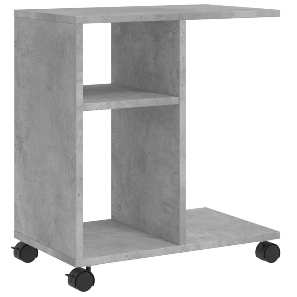 (Concrete grey) vidaXL Side Table with Wheels End Table Sofa Table Brown Oak Engineered Wood