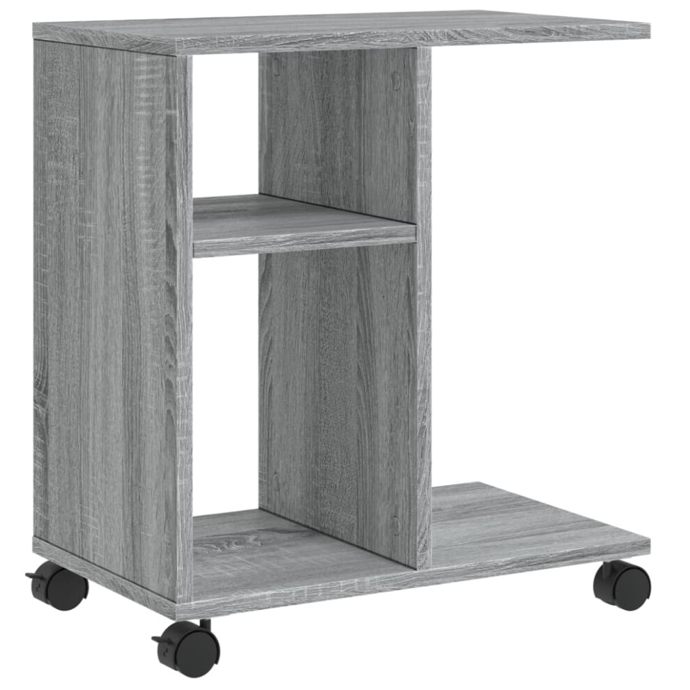 (Grey sonoma) vidaXL Side Table with Wheels End Table Sofa Table Brown Oak Engineered Wood