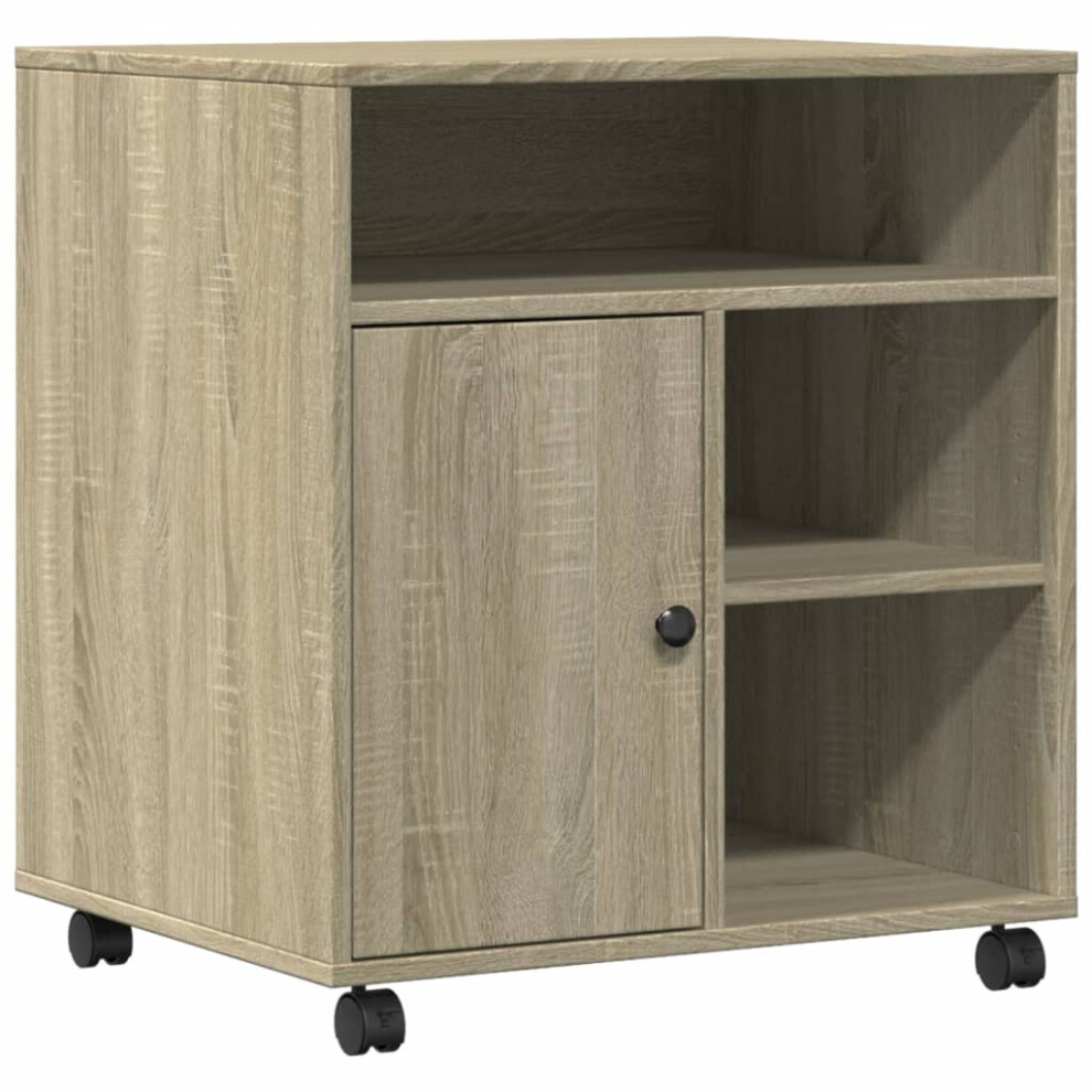 Vidaxl (Sonoma Oak) Printer Stand With Wheels Printer Table File Desk Organiser Sonoma Oak