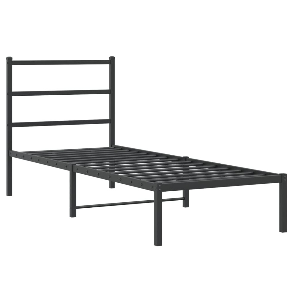 Vidaxl (75 X 190 Cm) Metal Bed Frame With Headboard Mattress Foundation Black 80X200 Cm