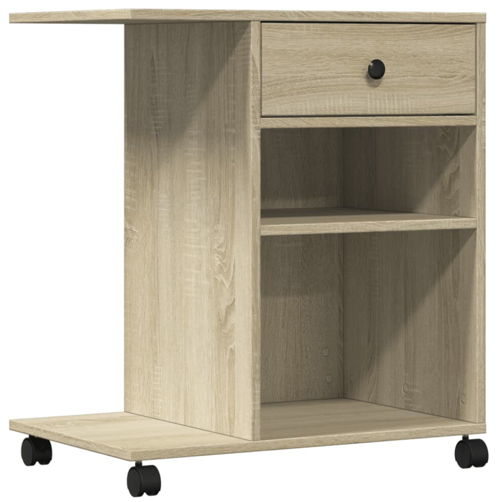 Vidaxl (Sonoma Oak) Printer Stand With Wheels Printer Table File Desk Organiser Sonoma Grey