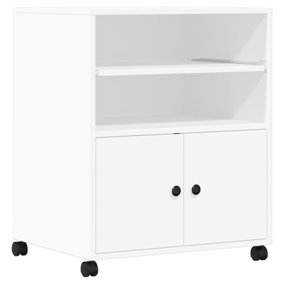 Vidaxl (White) Printer Stand With Wheels Printer Table Office File Desk Organiser