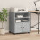 VidaXL (concrete grey) vidaXL Printer Stand with Wheels Printer Table Office File Desk Organiser 3