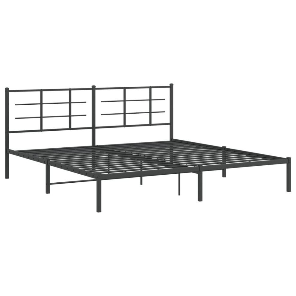 (with headboard, 193 x 203 cm) vidaXL Metal Bed Frame with Headboard Home Bed Base Bedstead Black 193x203 cm