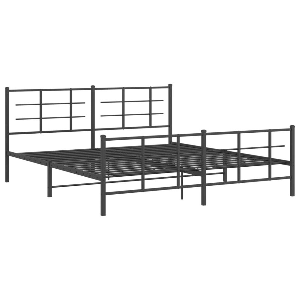 (with headboard & footboard, 183 x 213 cm) vidaXL Metal Bed Frame with Headboard Home Bed Base Bedstead Black 193x203 cm