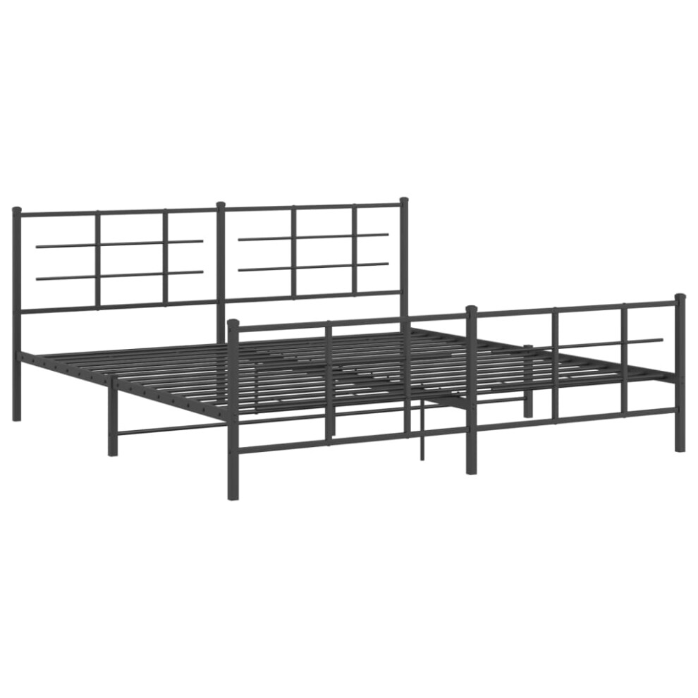 (with headboard & footboard, 200 x 200 cm) vidaXL Metal Bed Frame with Headboard Home Bed Base Bedstead Black 193x203 cm