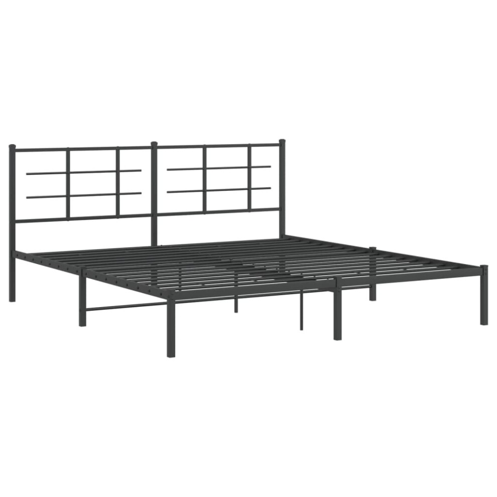 (with headboard, 183 x 213 cm) vidaXL Metal Bed Frame with Headboard Home Bed Base Bedstead Black 193x203 cm