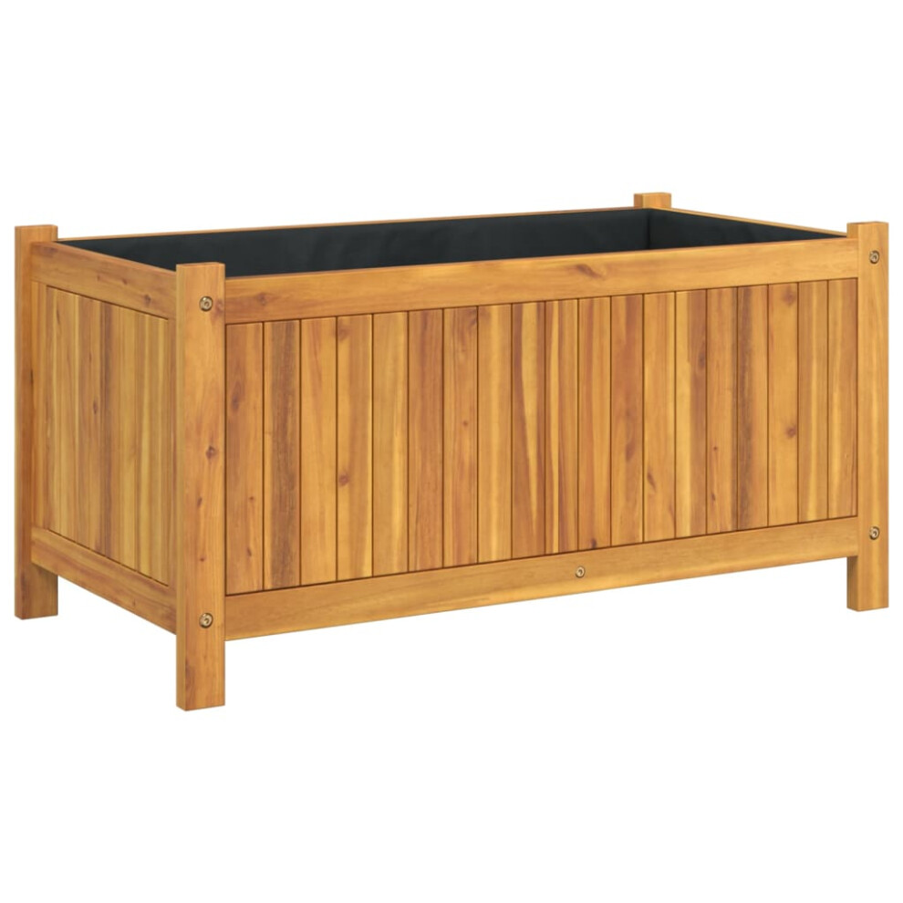 (80 x 42 x 40 cm) vidaXL Garden Planter with Liner Outdoor Flower Pot Box Solid Wood Acacia