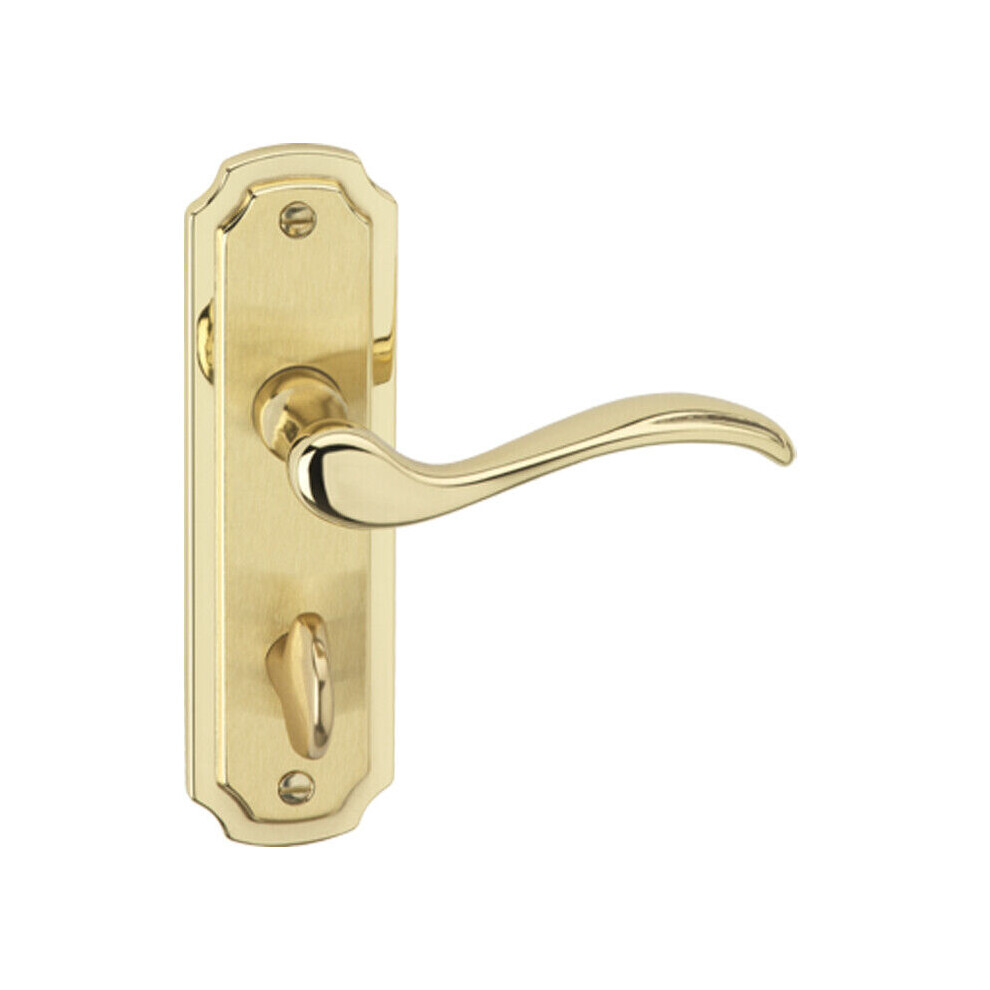 (Polished Brass Bathroom) Metal Lever Latch Door Handles Set Round Rose