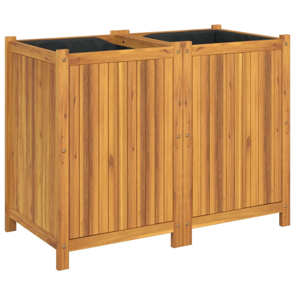 (100 x 50 x 75 cm) vidaXL Garden Planter with Liner Outdoor Flower Pot Box Solid Wood Acacia