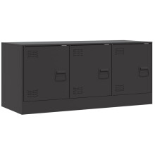 (black) vidaXL TV Cabinet TV Stand TV Unit Entertainment Centre Media Unit Black Steel