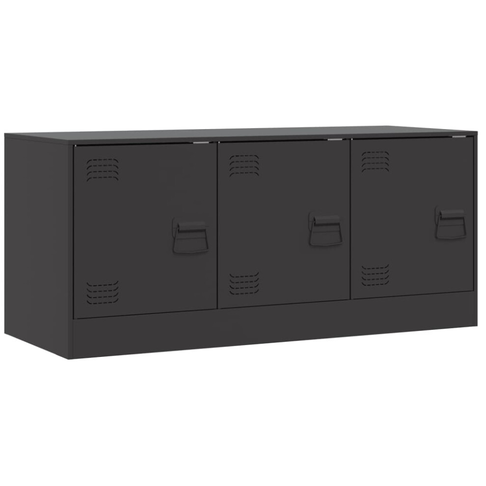 (black) vidaXL TV Cabinet TV Stand TV Unit Entertainment Centre Media Unit Black Steel