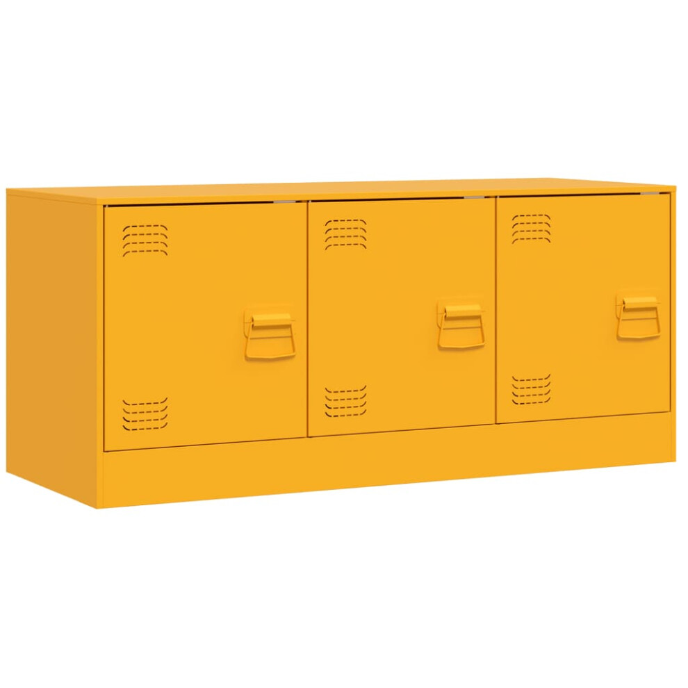 Vidaxl (Mustard Yellow) Tv Cabinet Tv Stand Tv Unit Entertainment Centre Media Unit Black Steel