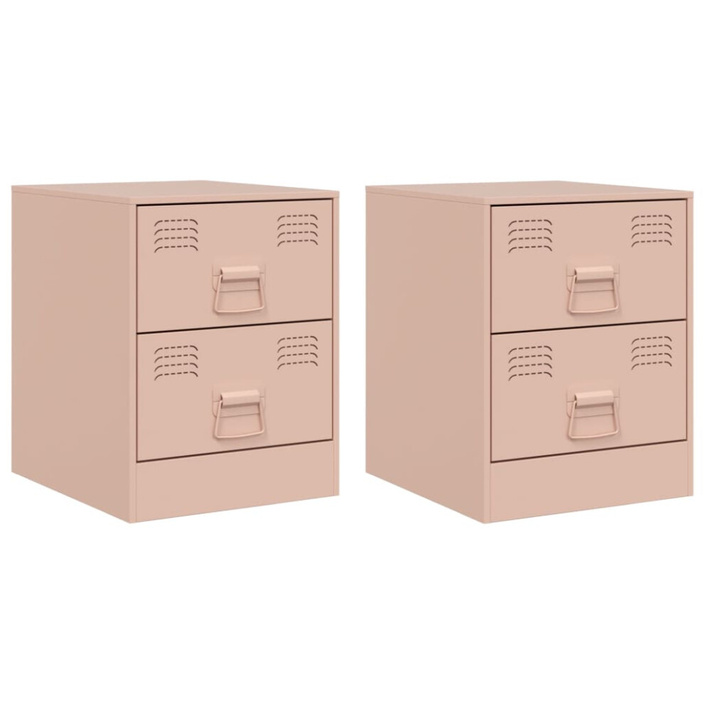 (pink, 2 pcs) vidaXL Bedside Cabinet Bedroom Nightstand Side Table Bed Cabinet Pink Steel