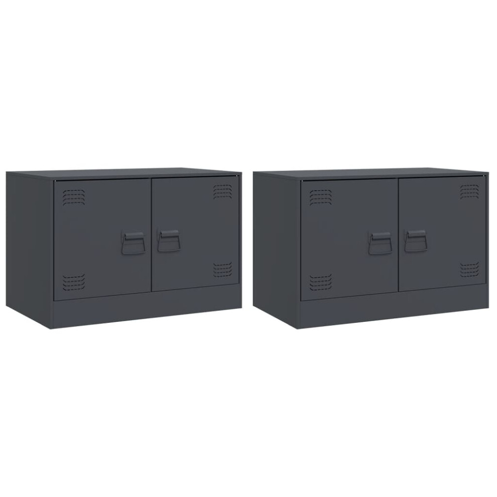 (anthracite, 2 pcs) vidaXL TV Cabinet TV Stand Media TV Unit Entertainment Centre Anthracite Steel