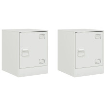 (white, 2 pcs) vidaXL Bedside Cabinets Nightstand Bed Side Cabinet 2 pcs Olive Green Steel