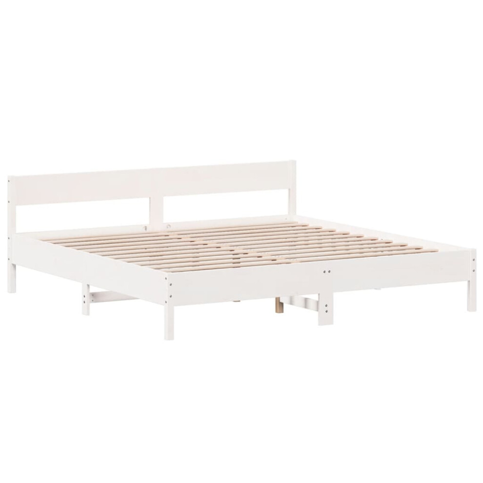 Vidaxl (White, 180 X 200 Cm) Bed Frame With Headboard Bed Base Wax Brown 90X200 Cm Solid Wood Pine