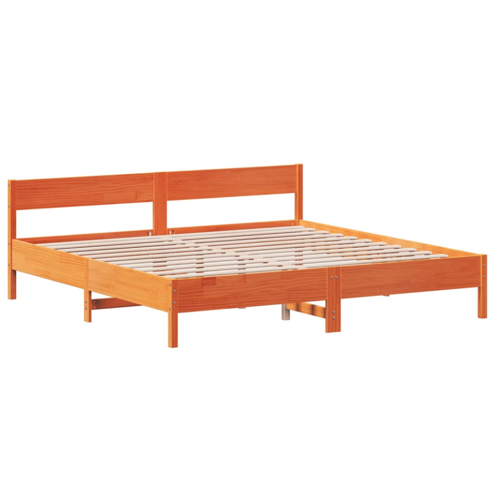 (brown, 200 x 200 cm) vidaXL Bed Frame with Headboard Bed Base Wax Brown 90x200 cm Solid Wood Pine