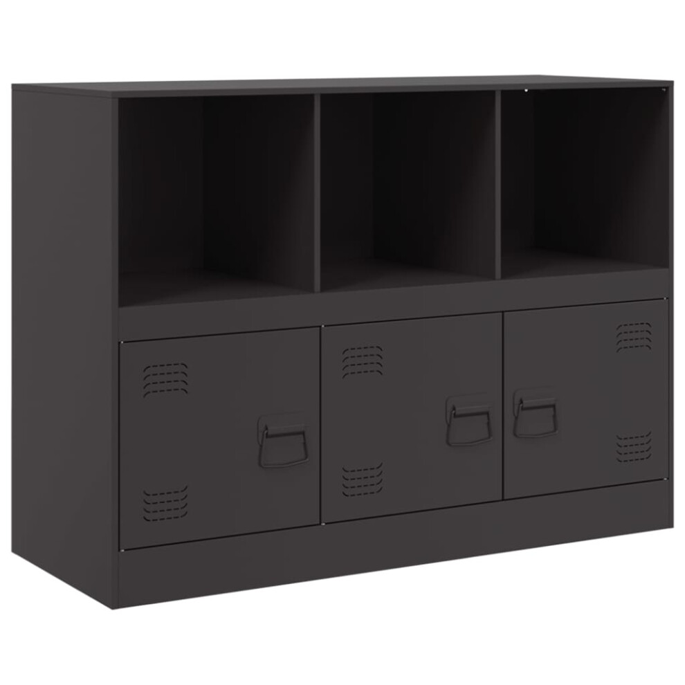 (black) vidaXL Sideboard Home Storage Cupboard Side Cabinet Highboard Black Steel