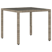 (90 x 90 x 75 cm) vidaXL Garden Table with Wooden Top Coffee Table Outdoor End Table Poly Rattan