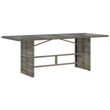 vidaXL Gartentisch mit Glasplatte Grau 190x80x75 cm Poly Rattan