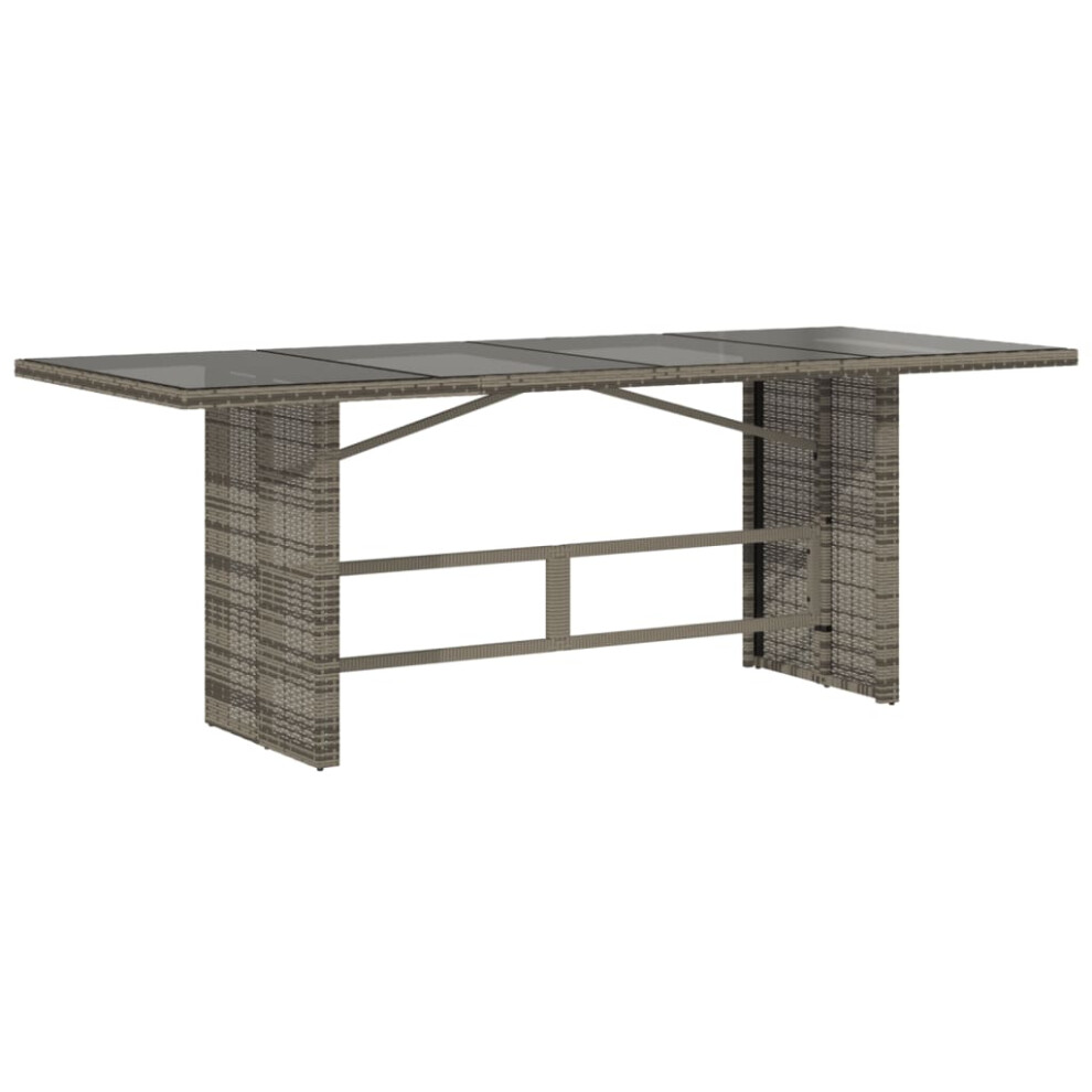 (grey) vidaXL Garden Table with Glass Top Outdoor Dining Table Black Poly Rattan