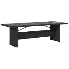 (black, glass) vidaXL Garden Table with Wooden Top Coffee Table Outdoor End Table Poly Rattan