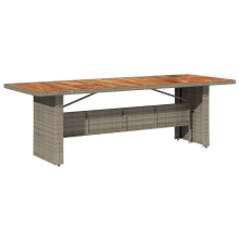 (grey, acacia) vidaXL Garden Table with Wooden Top Coffee Table Outdoor End Table Poly Rattan