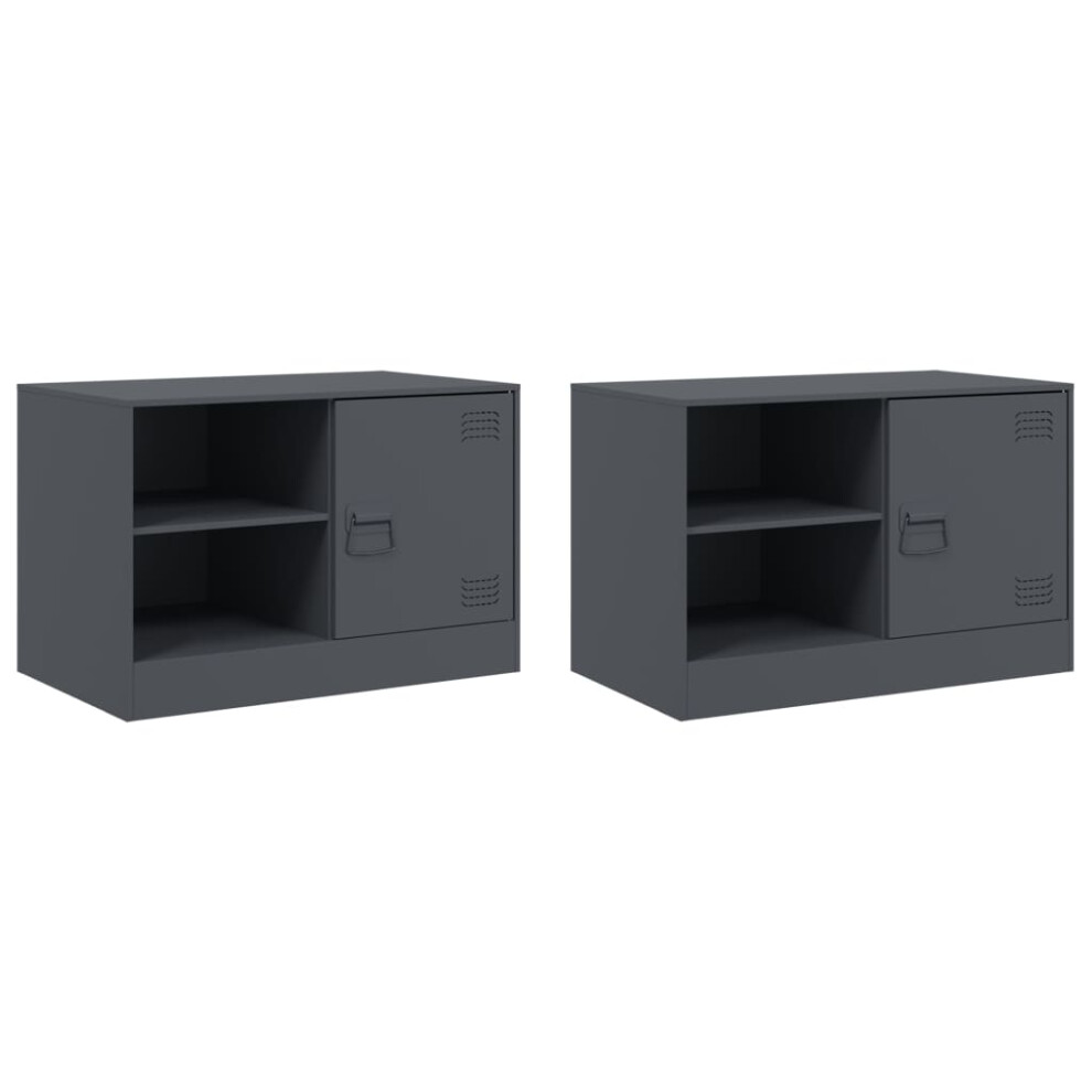 Vidaxl (Anthracite, 2 Pcs) Tv Cabinet Tv Stand Tv Unit Entertainment Centre Media Cabinet Steel
