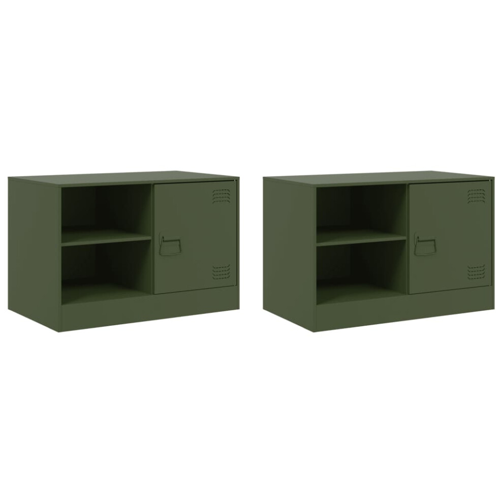 (olive green, 2 pcs) vidaXL TV Cabinet TV Stand TV Unit Entertainment Centre Media Cabinet Steel