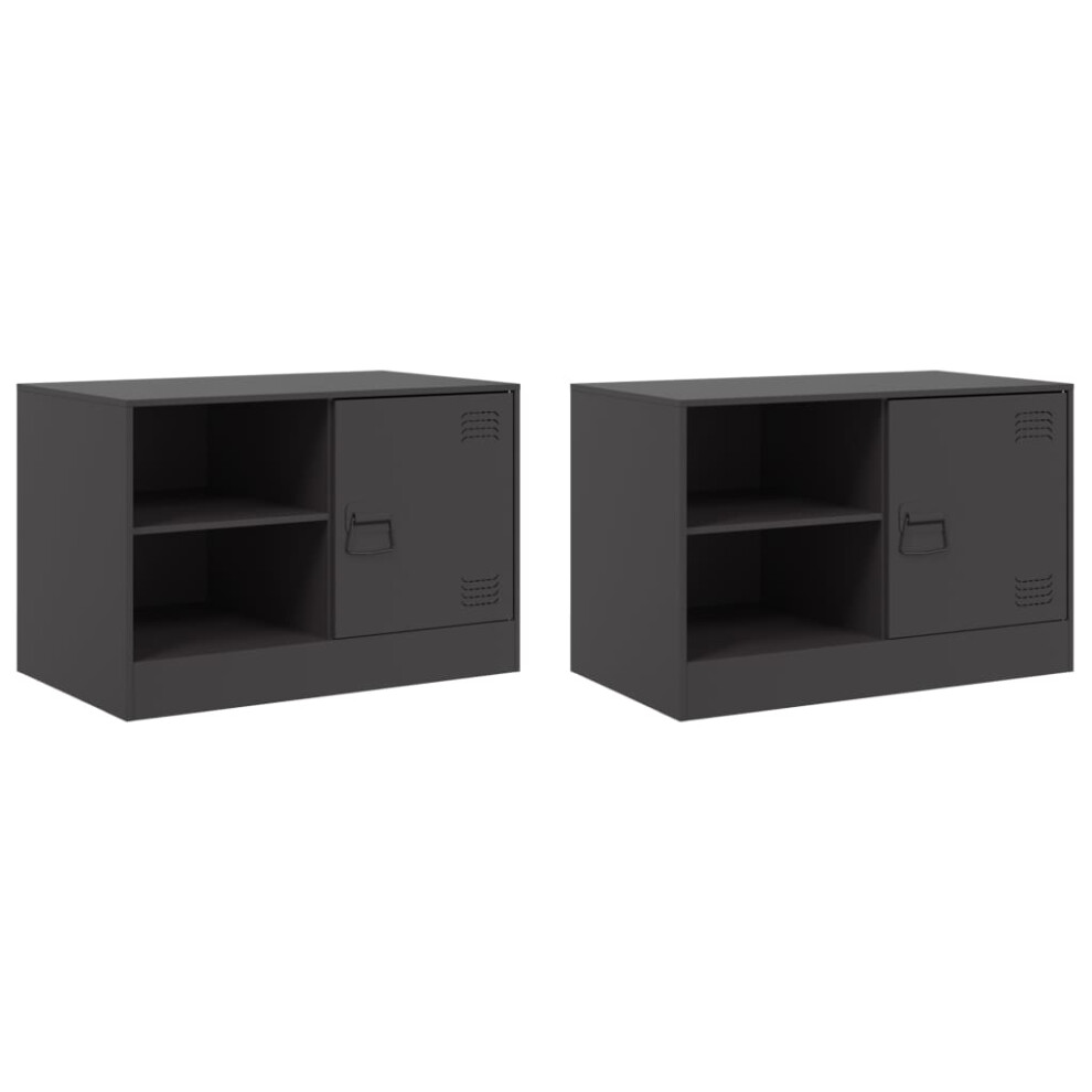 (black, 2 pcs) vidaXL TV Cabinet TV Stand TV Unit Entertainment Centre Media Cabinet Steel