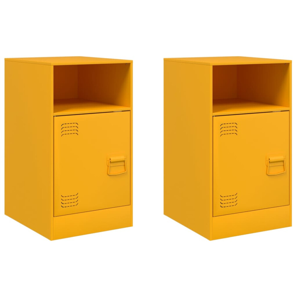 (mustard yellow, 2 pcs) vidaXL Bedside Cabinets Bed Table Nightstand Side Table Bed Cabinet Steel