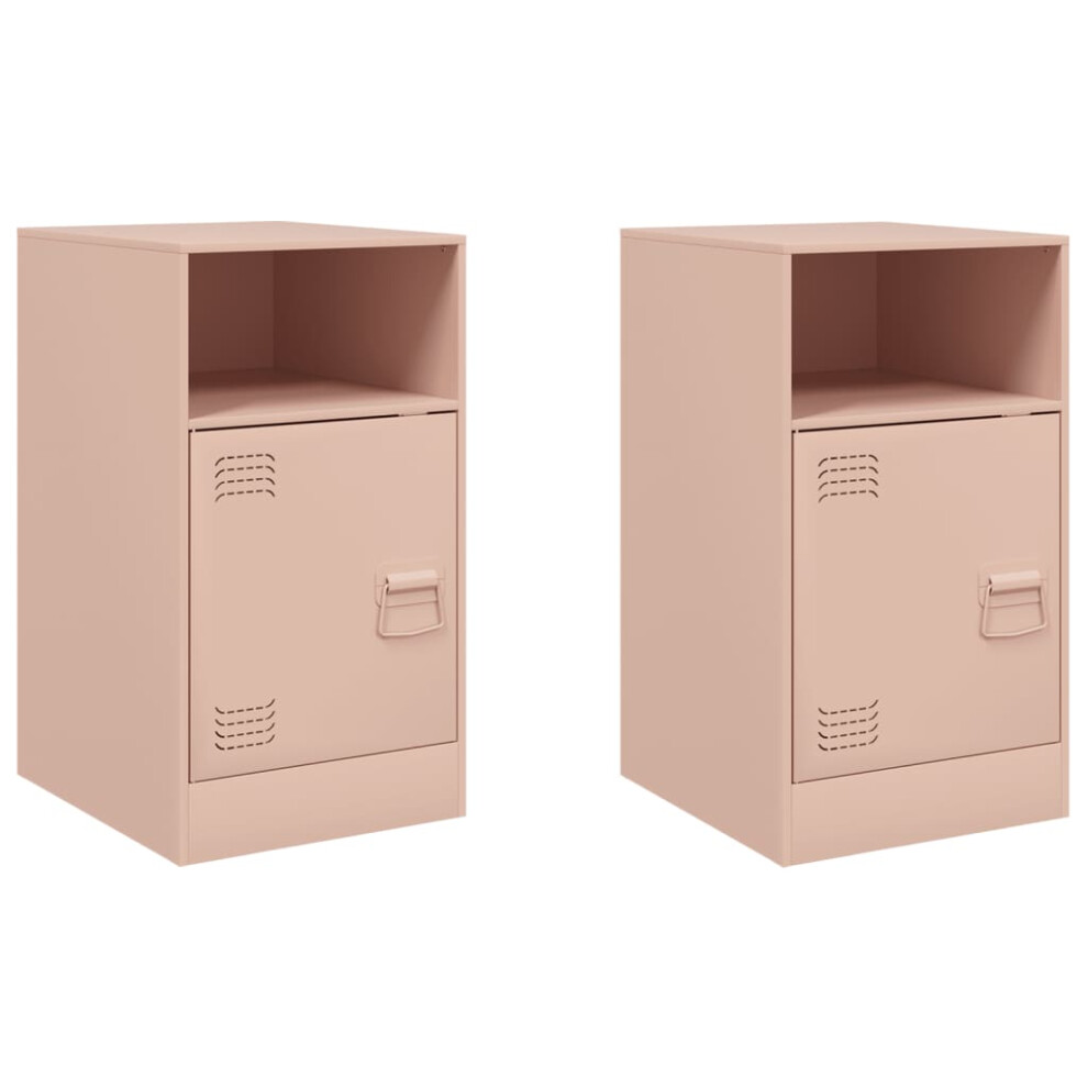 (pink, 2 pcs) vidaXL Bedside Cabinets Bed Table Nightstand Side Table Bed Cabinet Steel