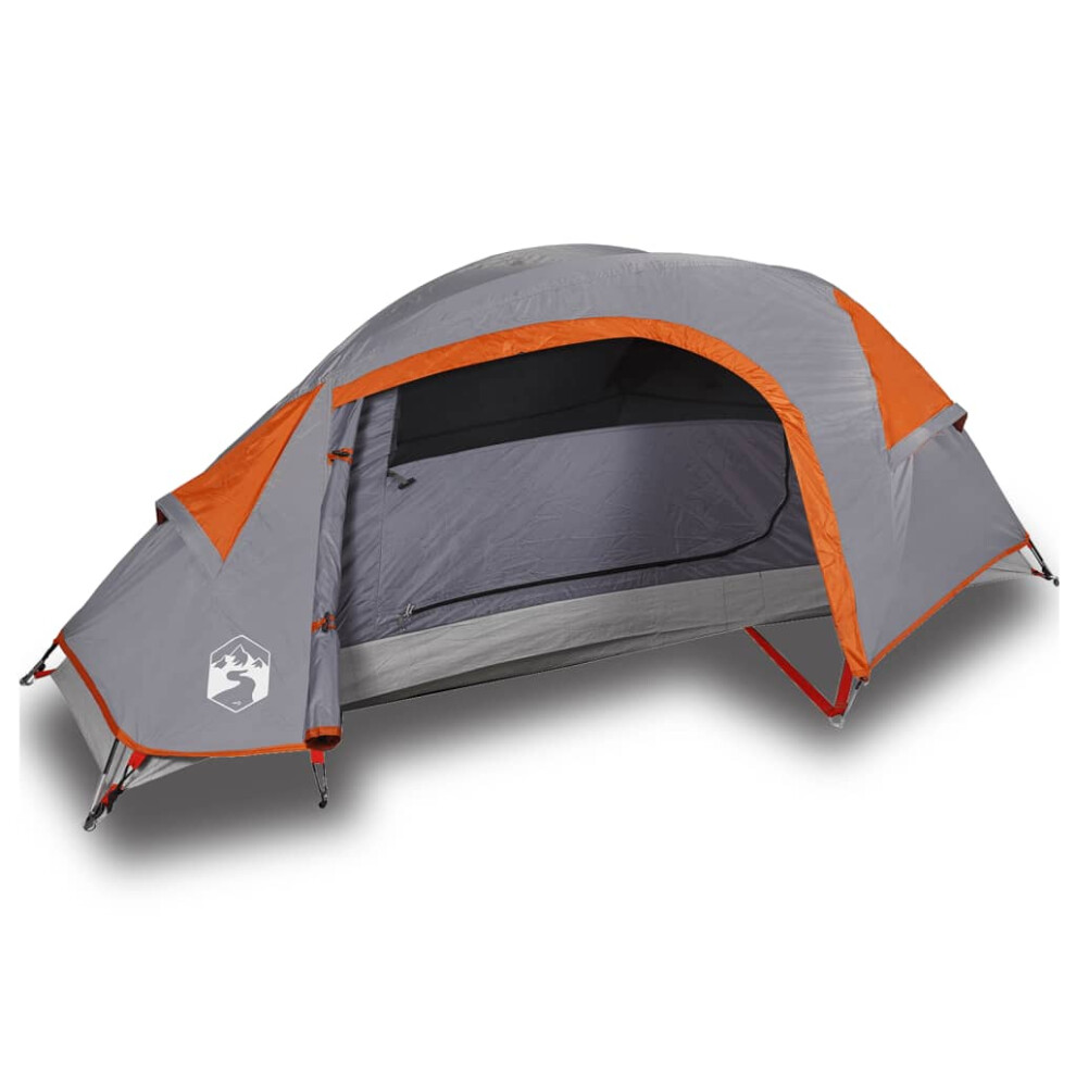 (grey and orange) vidaXL Camping Tent Dome 1-Person Lightweight Tent Patio Dome Tent Waterproof