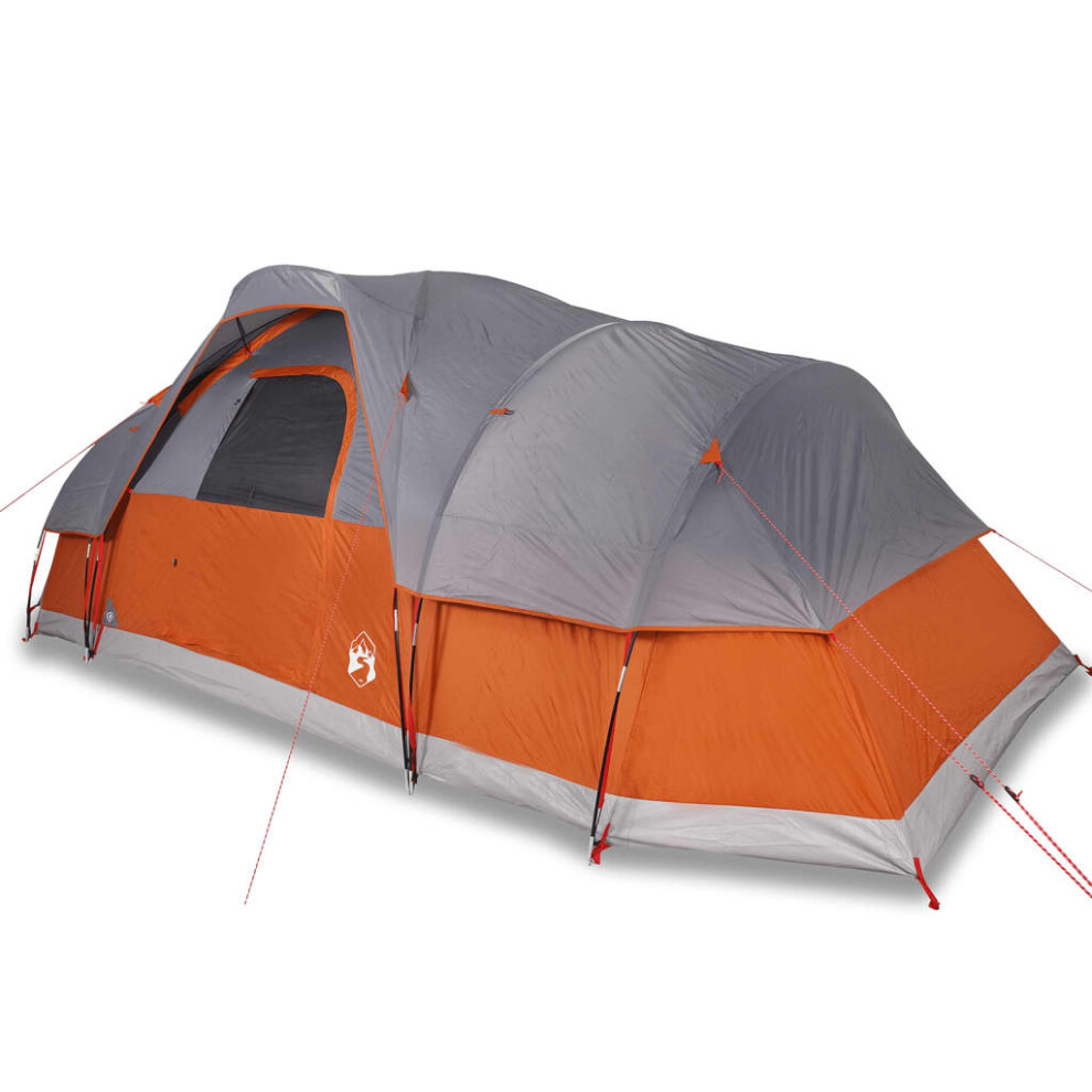 (grey and orange, 10-person) vidaXL Family Tent Dome 11-Person Camping Tent Lightweight Tent Waterproof