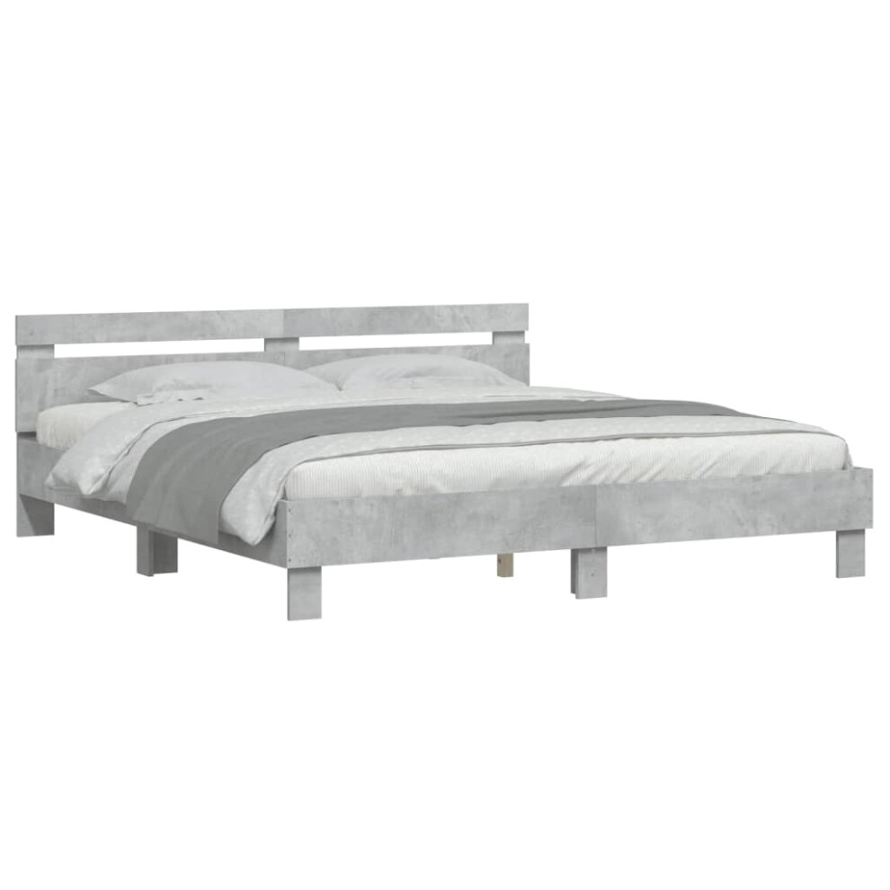 (concrete grey, 200 x 200 cm) vidaXL Bed Frame with Headboard Bed Base Mattress Foundation Engineered Wood