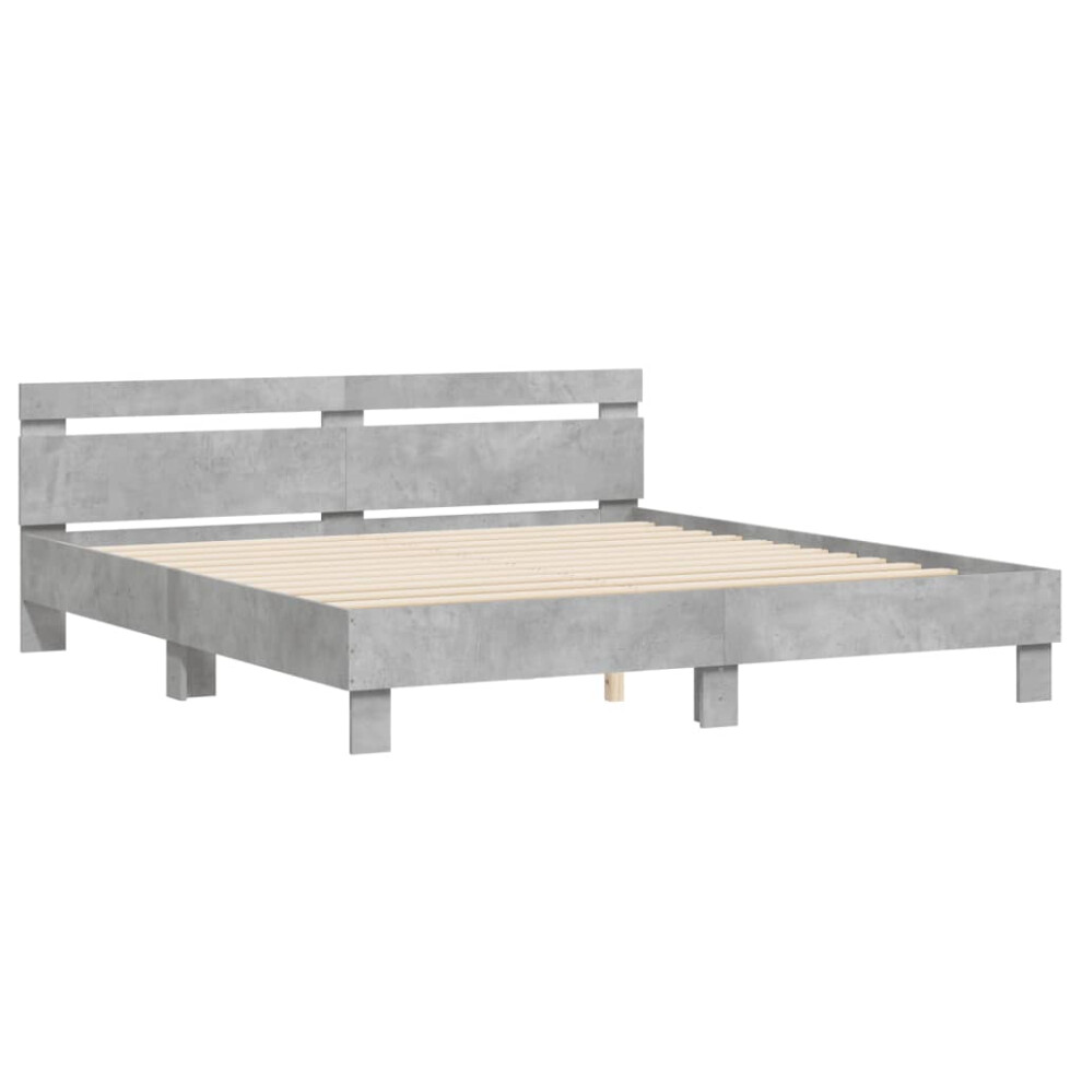 (concrete grey, 180 x 200 cm) vidaXL Bed Frame with Headboard Bed Base Mattress Foundation Engineered Wood