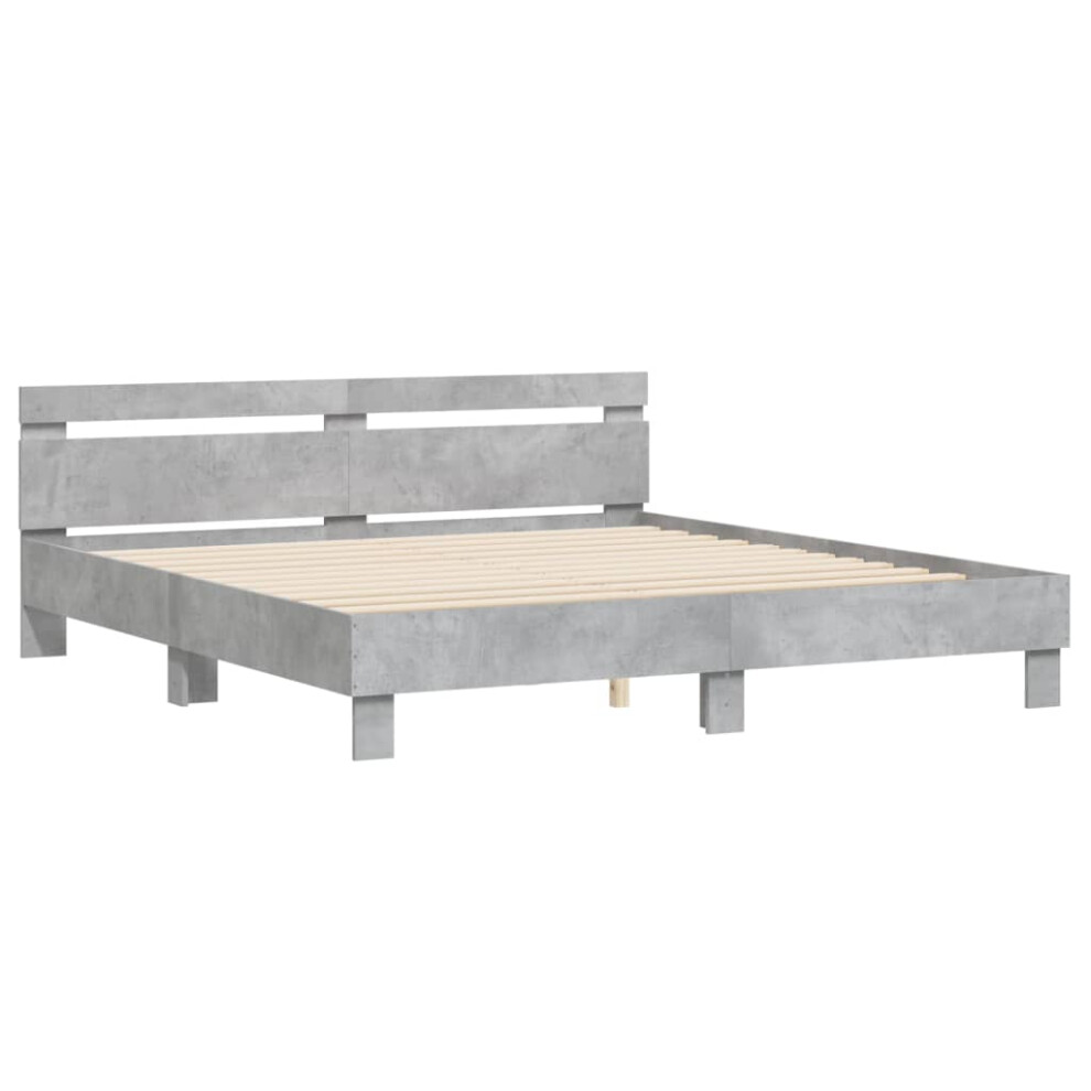 (concrete grey, 160 x 200 cm) vidaXL Bed Frame with Headboard Bed Base Mattress Foundation Engineered Wood