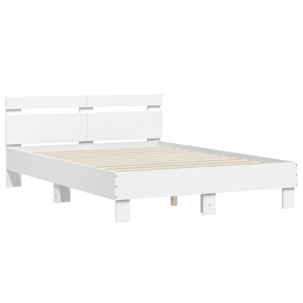 (white, 120 x 200 cm) vidaXL Bed Frame with Headboard Bed Base Mattress Foundation Engineered Wood