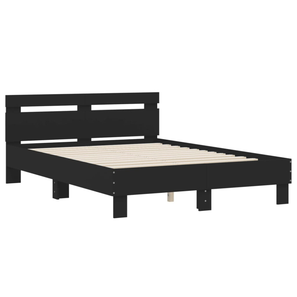 (black, 120 x 200 cm) vidaXL Bed Frame with Headboard Bed Base Mattress Foundation Engineered Wood