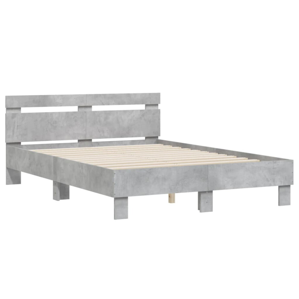 (concrete grey, 120 x 200 cm) vidaXL Bed Frame with Headboard Bed Base Mattress Foundation Engineered Wood