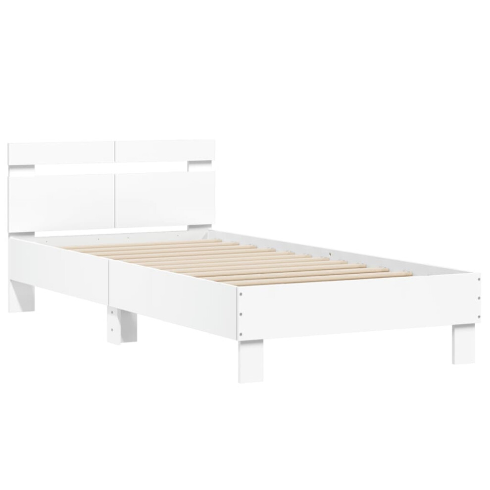 (white, 100 x 200 cm) vidaXL Bed Frame with Headboard Bed Base Mattress Foundation Engineered Wood