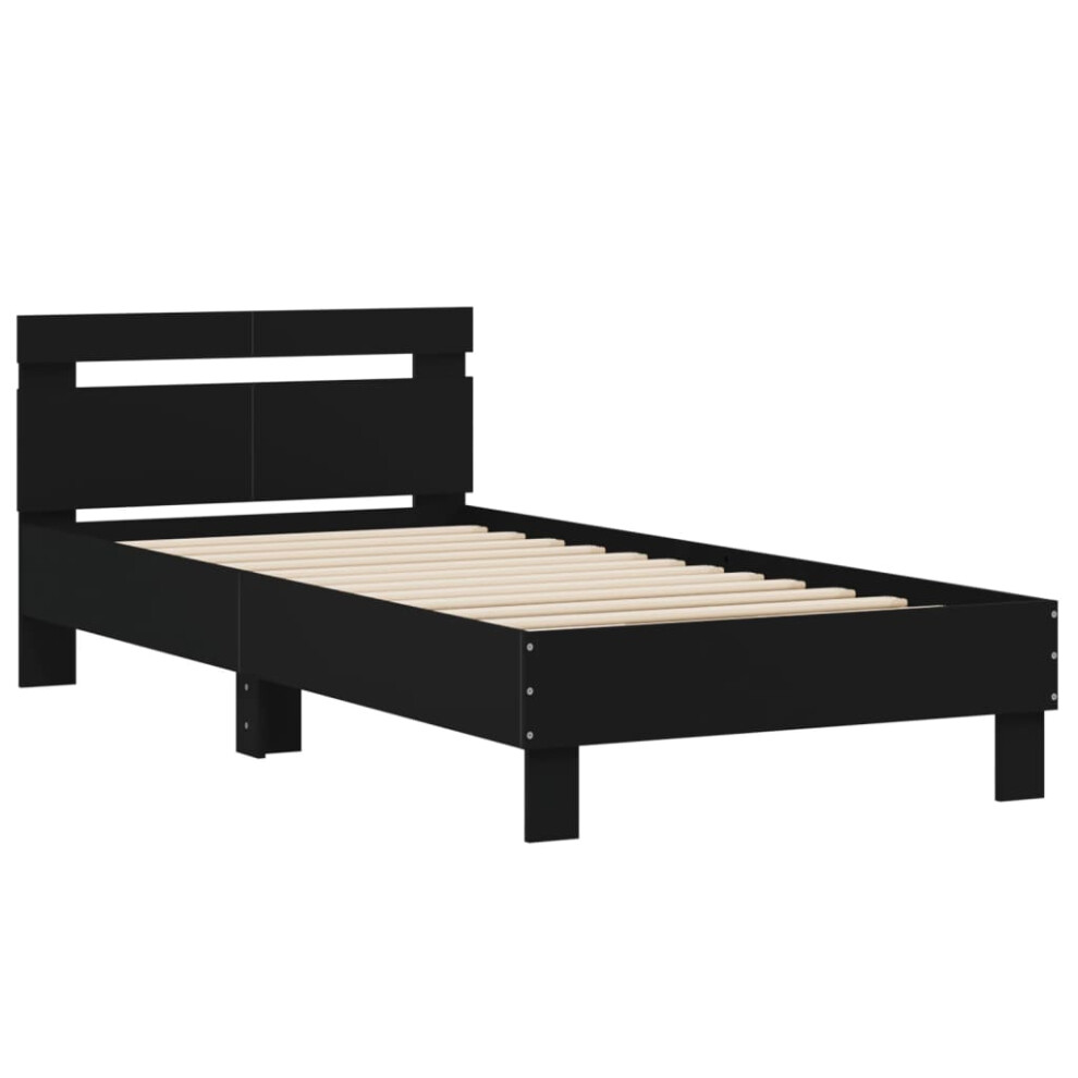 (black, 100 x 200 cm) vidaXL Bed Frame with Headboard Bed Base Mattress Foundation Engineered Wood