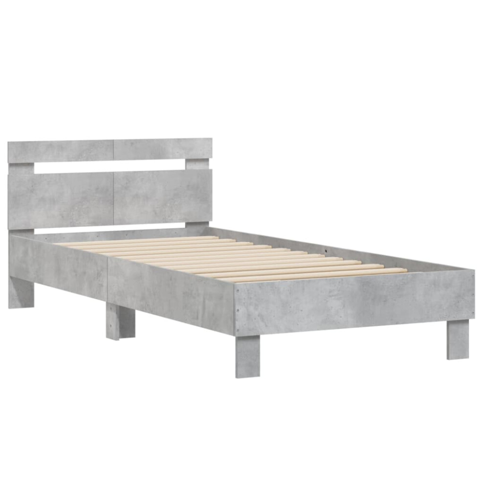 (concrete grey, 100 x 200 cm) vidaXL Bed Frame with Headboard Bed Base Mattress Foundation Engineered Wood