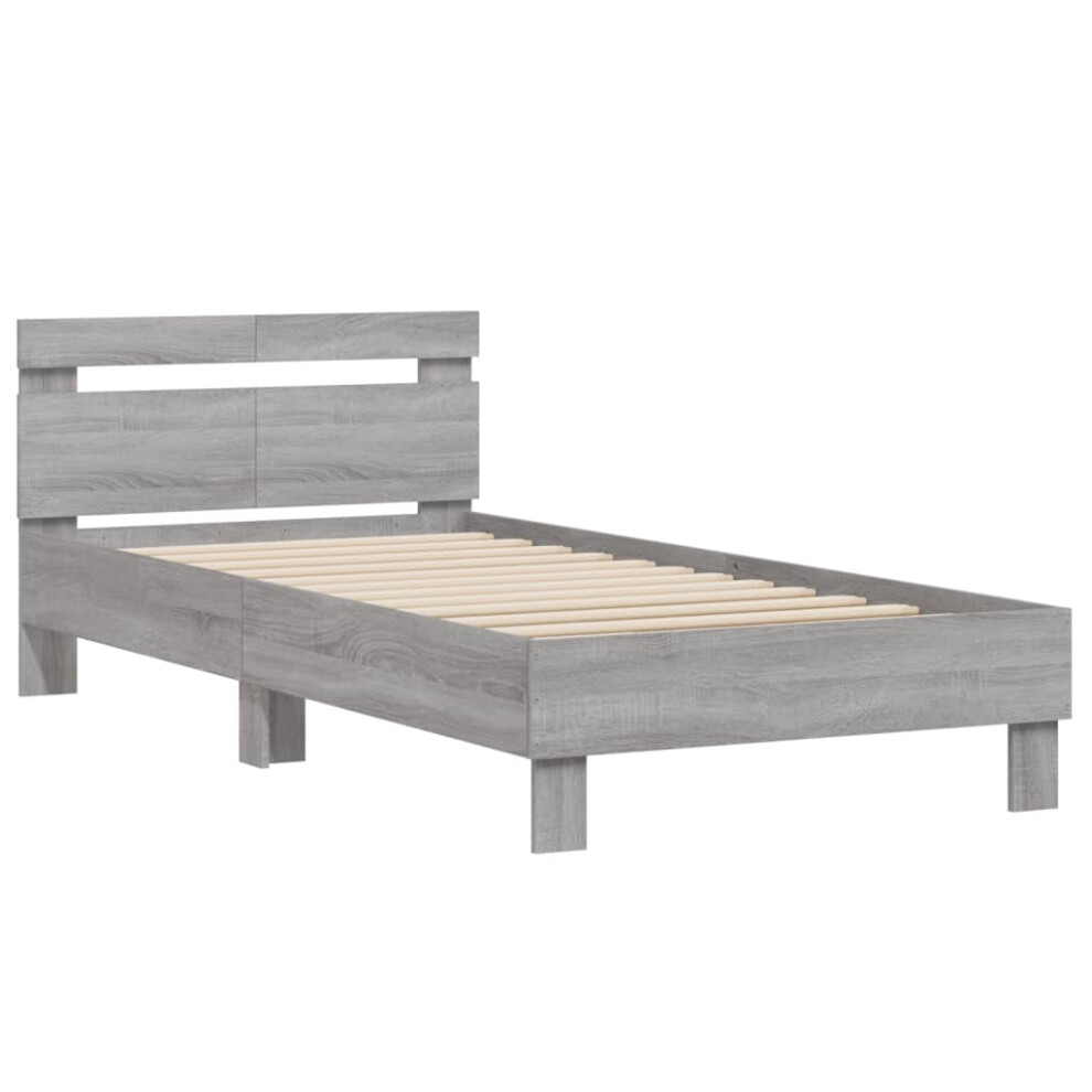 (grey sonoma, 100 x 200 cm) vidaXL Bed Frame with Headboard Bed Base Mattress Foundation Engineered Wood