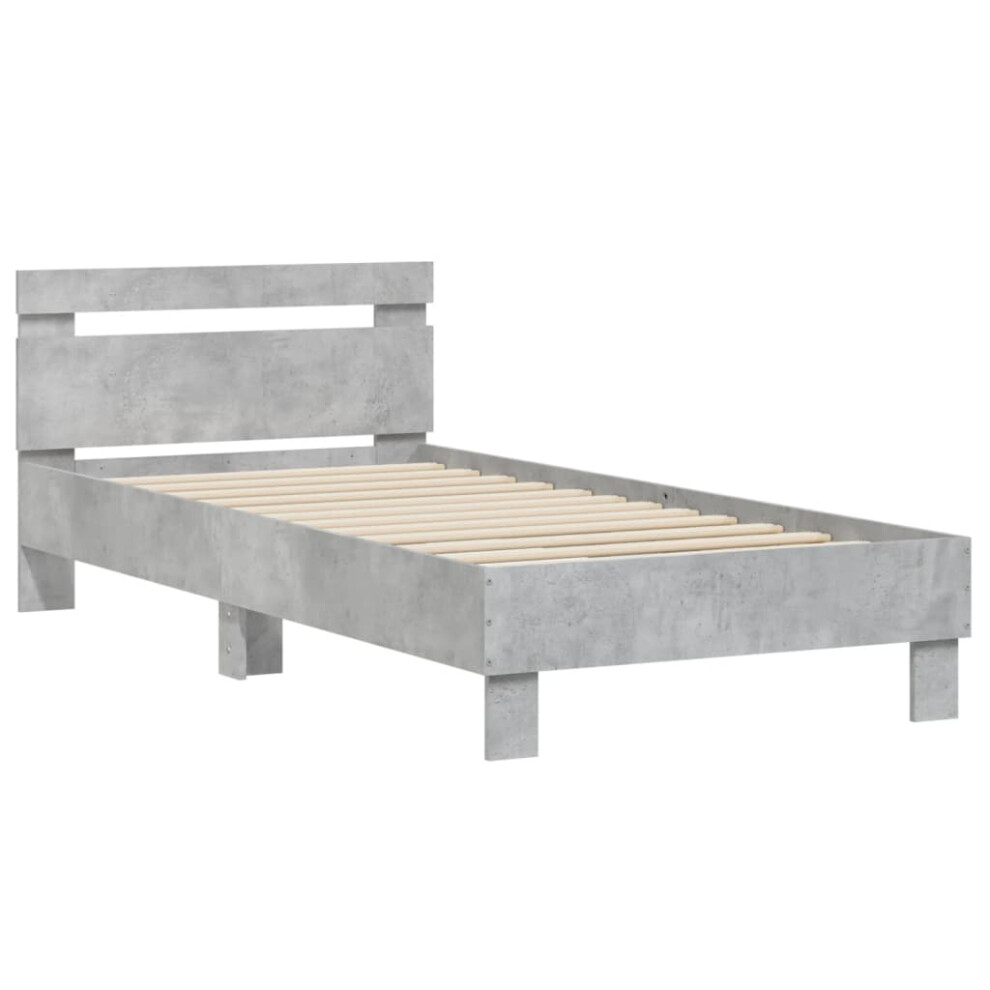 (concrete grey, 90 x 200 cm) vidaXL Bed Frame with Headboard Bed Base Mattress Foundation Engineered Wood