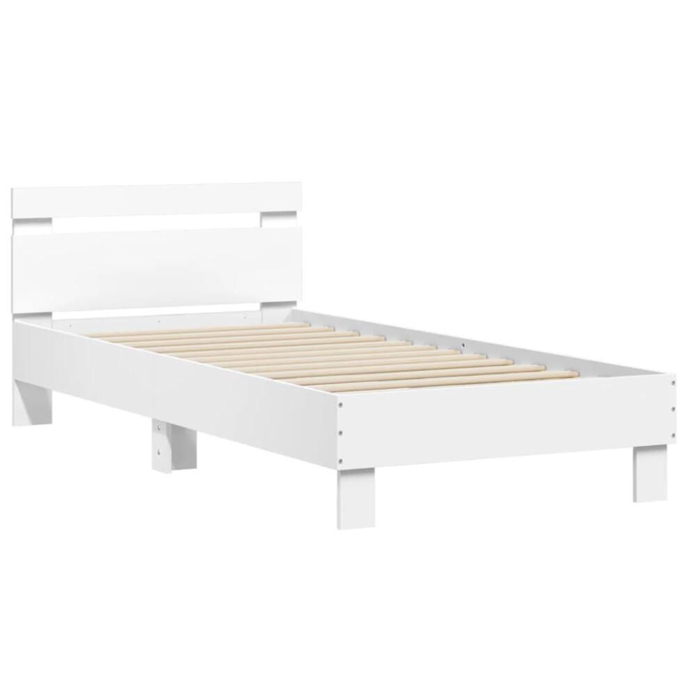 (white, 90 x 190 cm) vidaXL Bed Frame with Headboard Bed Base Mattress Foundation Engineered Wood