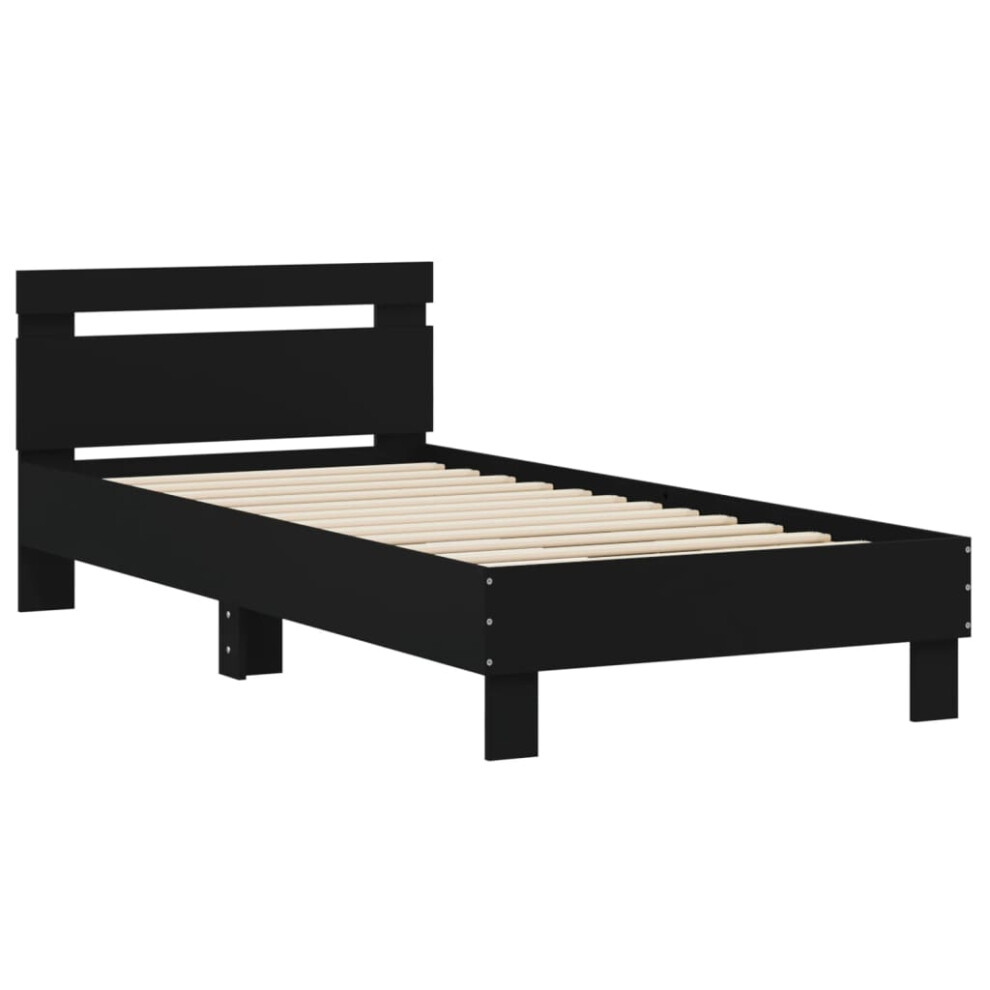 (black, 90 x 190 cm) vidaXL Bed Frame with Headboard Bed Base Mattress Foundation Engineered Wood