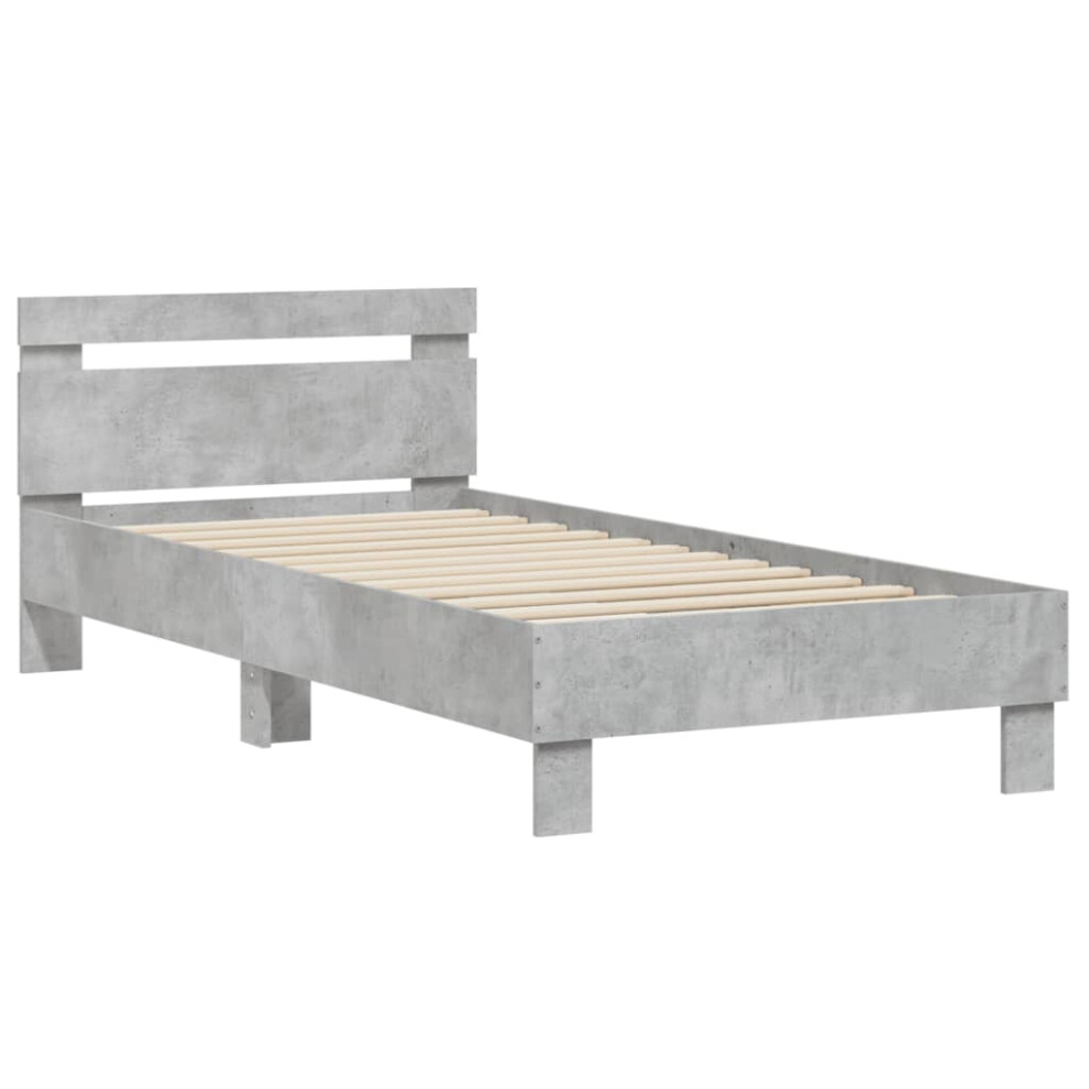 (concrete grey, 75 x 190 cm) vidaXL Bed Frame with Headboard Bed Base Mattress Foundation Engineered Wood