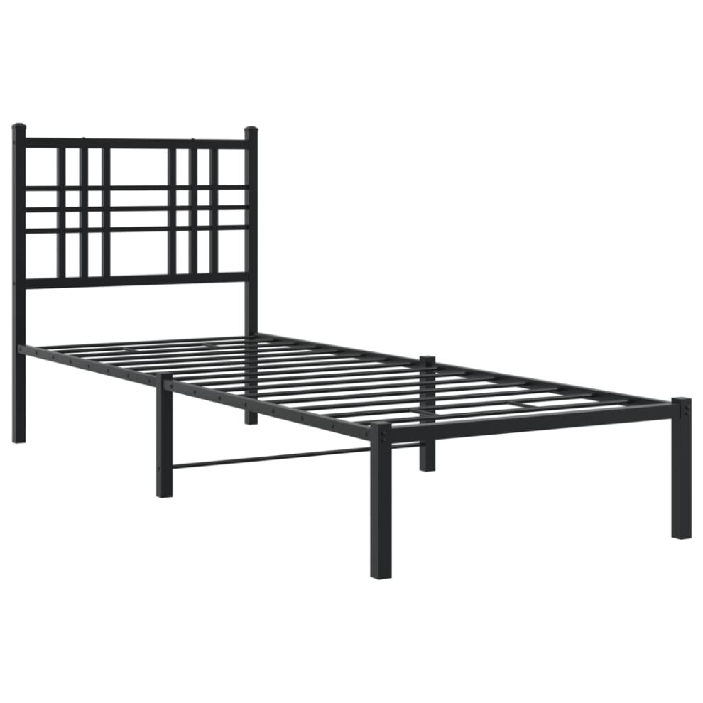 (black, 80x200 cm/with headboard) vidaXL Metal Bed Frame with Headboard Home Bed Base Bedstead Black 100x200 cm